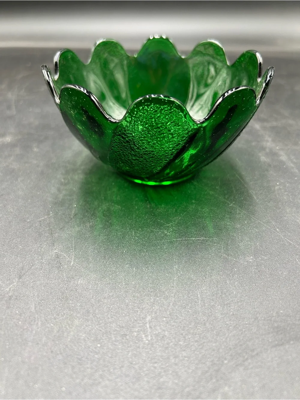 Fire King Green Scalloped Glass Bowl - Elegant depression glass